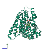 PDB entry 3gwt coloured by chain, side view.