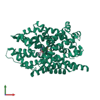 PDB entry 3gwv coloured by chain, front view.