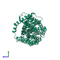 PDB entry 3gww coloured by chain, side view.