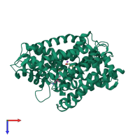 PDB entry 3gww coloured by chain, top view.