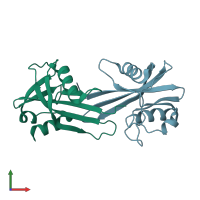 PDB entry 3gwy coloured by chain, front view.