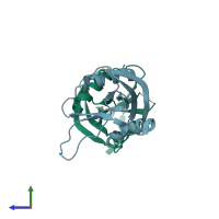 PDB entry 3gwy coloured by chain, side view.