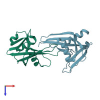 PDB entry 3gwy coloured by chain, top view.