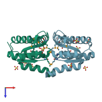 PDB entry 3gx1 coloured by chain, top view.