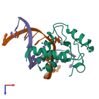 PDB entry 3gx4 coloured by chain, top view.