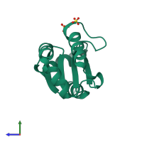 PDB entry 3gx8 coloured by chain, side view.