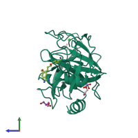PDB entry 3gy3 coloured by chain, side view.