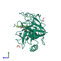 PDB entry 3gy6 coloured by chain, side view.