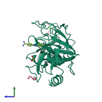 PDB entry 3gy8 coloured by chain, side view.