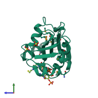 PDB entry 3gya coloured by chain, side view.