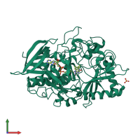PDB entry 3gyi coloured by chain, front view.