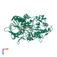 PDB entry 3gyi coloured by chain, top view.