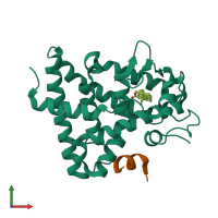 PDB entry 3gyt coloured by chain, front view.