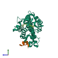 PDB entry 3gyt coloured by chain, side view.