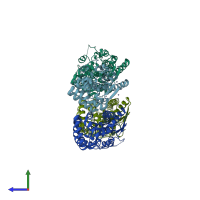 PDB entry 3gyy coloured by chain, side view.