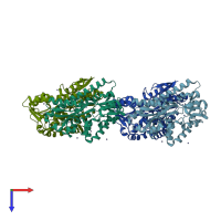 PDB entry 3gyy coloured by chain, top view.