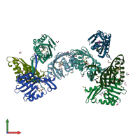 PDB entry 3gzb coloured by chain, front view.
