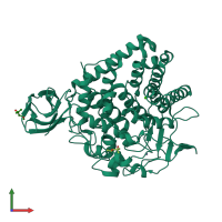 PDB entry 3gzk coloured by chain, front view.