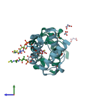 PDB entry 3gzm coloured by chain, side view.