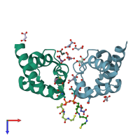 PDB entry 3gzm coloured by chain, top view.