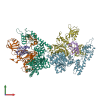 PDB entry 3gzn coloured by chain, front view.