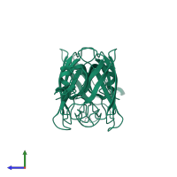 Superoxide dismutase [Cu-Zn] in PDB entry 3gzo, assembly 4, side view.