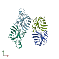 PDB entry 3gzp coloured by chain, front view.