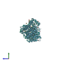 PDB entry 3gzs coloured by chain, side view.