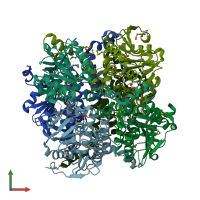 PDB entry 3h02 coloured by chain, front view.