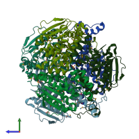 PDB entry 3h02 coloured by chain, side view.