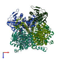 PDB entry 3h02 coloured by chain, top view.