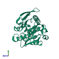 PDB entry 3h04 coloured by chain, side view.