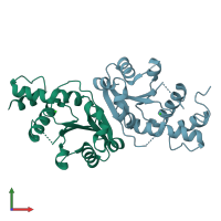 PDB entry 3h05 coloured by chain, front view.