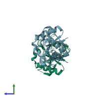 PDB entry 3h05 coloured by chain, side view.