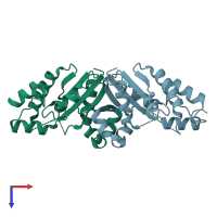PDB entry 3h05 coloured by chain, top view.