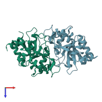 PDB entry 3h07 coloured by chain, top view.