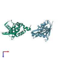 PDB entry 3h08 coloured by chain, top view.