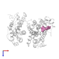 [(4-{[2-(pent-2-yn-1-yloxy)-4-{[4-(trifluoromethyl)phenoxy]methyl}phenyl]sulfanyl}-5,6,7,8-tetrahydronaphthalen-1-yl)oxy]acetic acid in PDB entry 3h0a, assembly 1, top view.