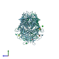 PDB entry 3h0c coloured by chain, side view.