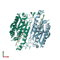 PDB entry 3h0e coloured by chain, front view.