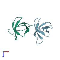 PDB entry 3h0i coloured by chain, top view.