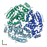 PDB entry 3h0u coloured by chain, front view.