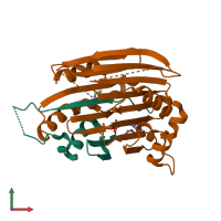 PDB entry 3h0w coloured by chain, front view.