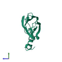 PDB entry 3h0x coloured by chain, side view.