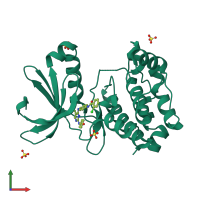 PDB entry 3h0y coloured by chain, front view.