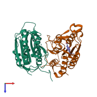 PDB entry 3h11 coloured by chain, top view.