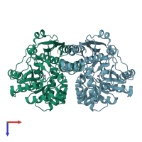 PDB entry 3h12 coloured by chain, top view.