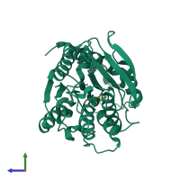 PDB entry 3h17 coloured by chain, side view.