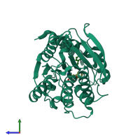 PDB entry 3h18 coloured by chain, side view.