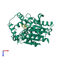 PDB entry 3h18 coloured by chain, top view.